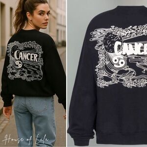 Good American Black Cotton Sweatshirt. Cancer sign sweater.